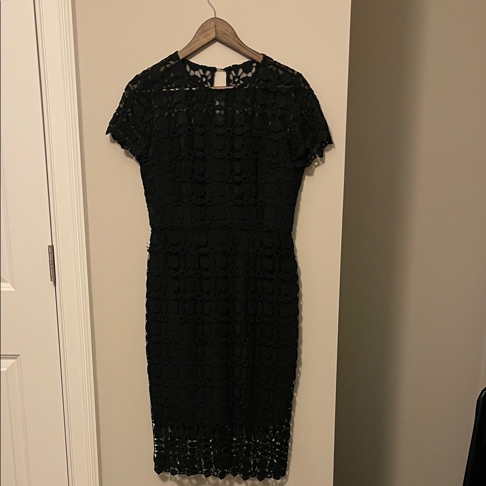 London Times Black Lace Midi Dress